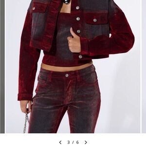 Forever 21 Brushed Velvet Flare Jeans Tube Top Jacket Set 90’s Inspired 25•Small